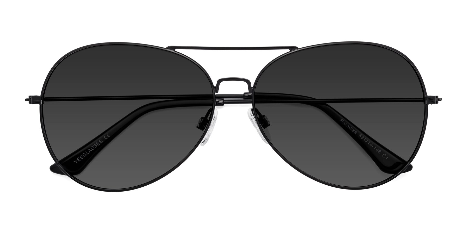 Folded Front of Paradise in Black with Gray Tinted Lenses