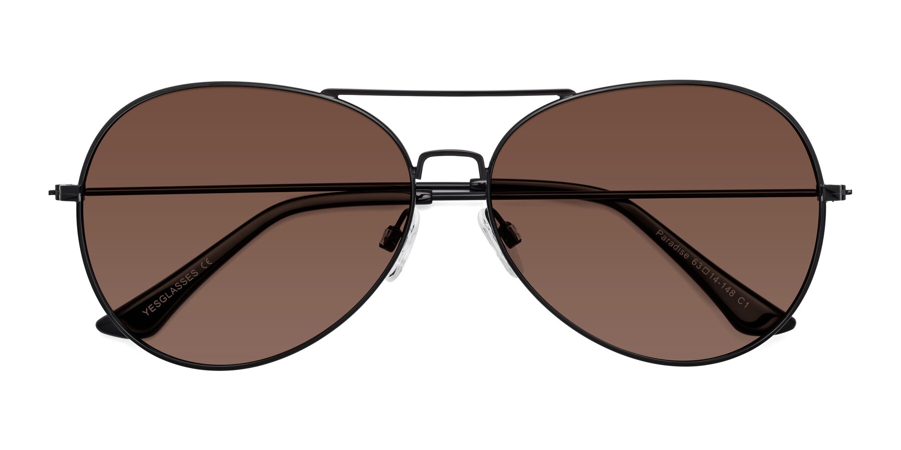 Folded Front of Paradise in Black with Brown Tinted Lenses