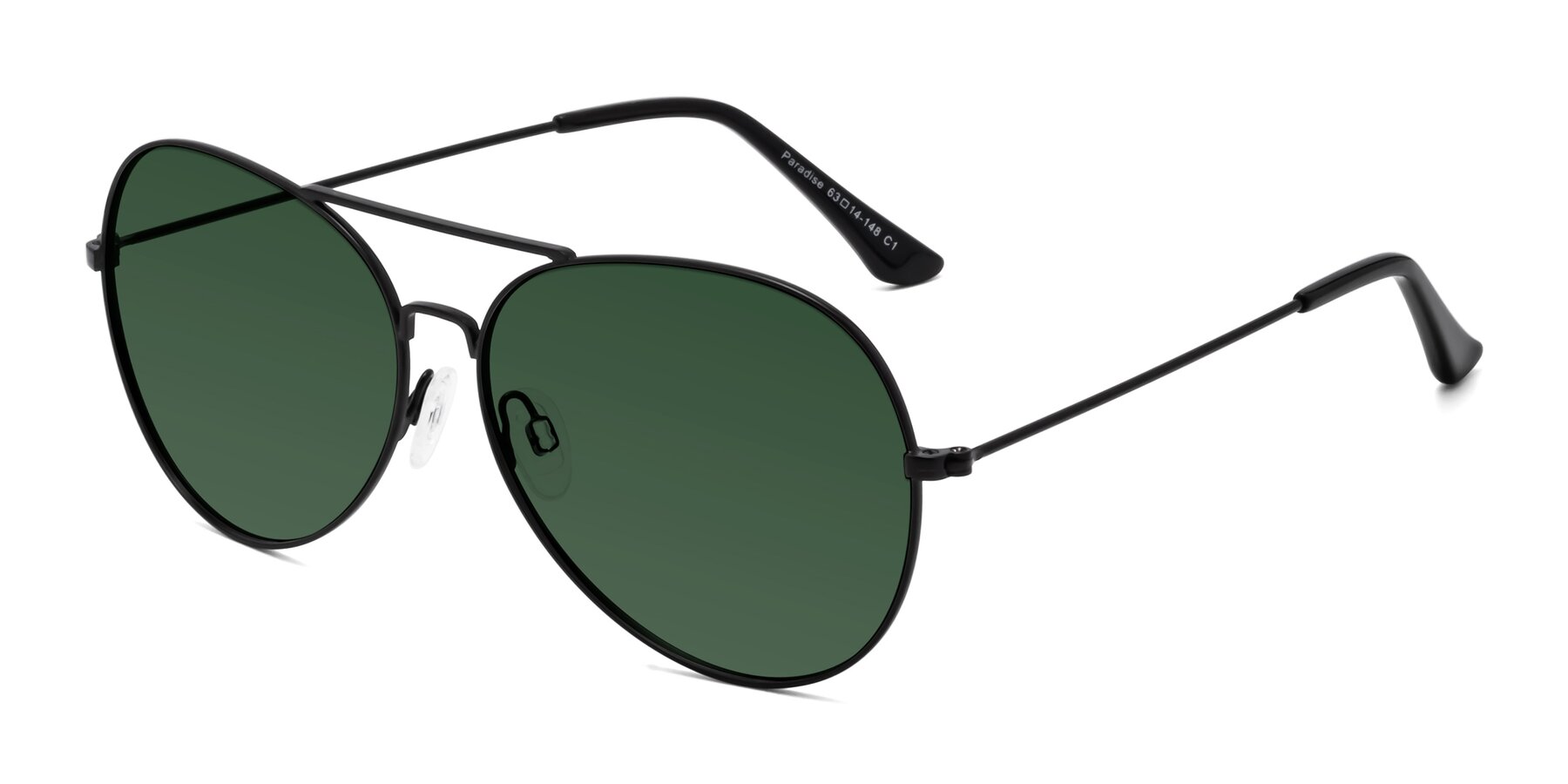 Angle of Paradise in Black with Green Tinted Lenses