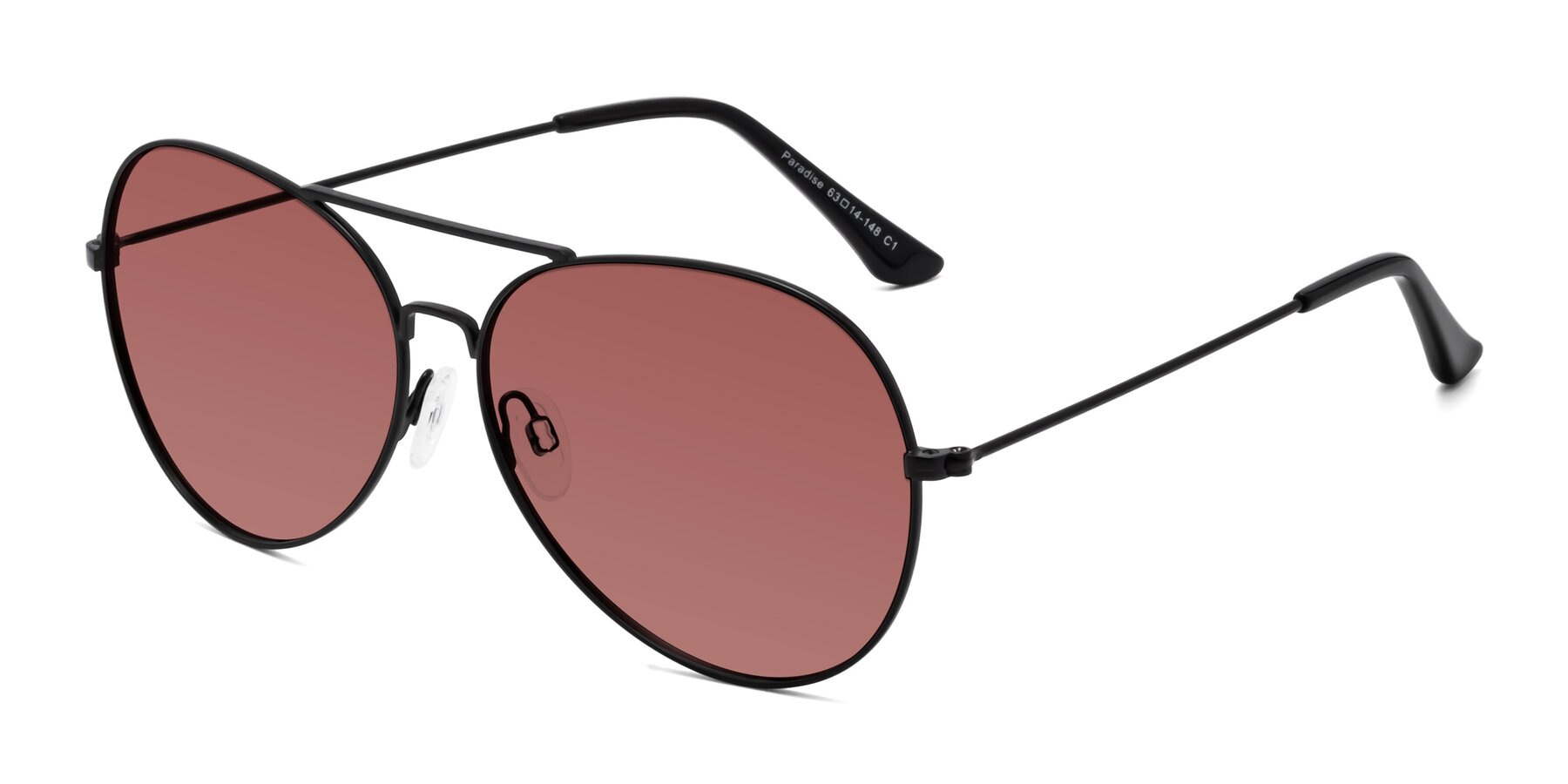 Angle of Paradise in Black with Garnet Tinted Lenses