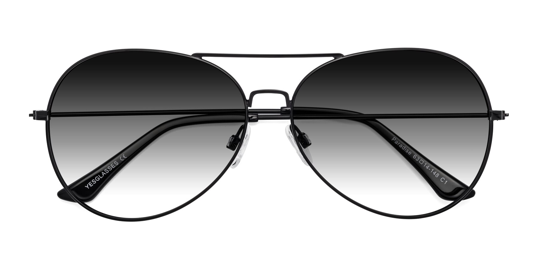 Folded Front of Paradise in Black with Gray Gradient Lenses