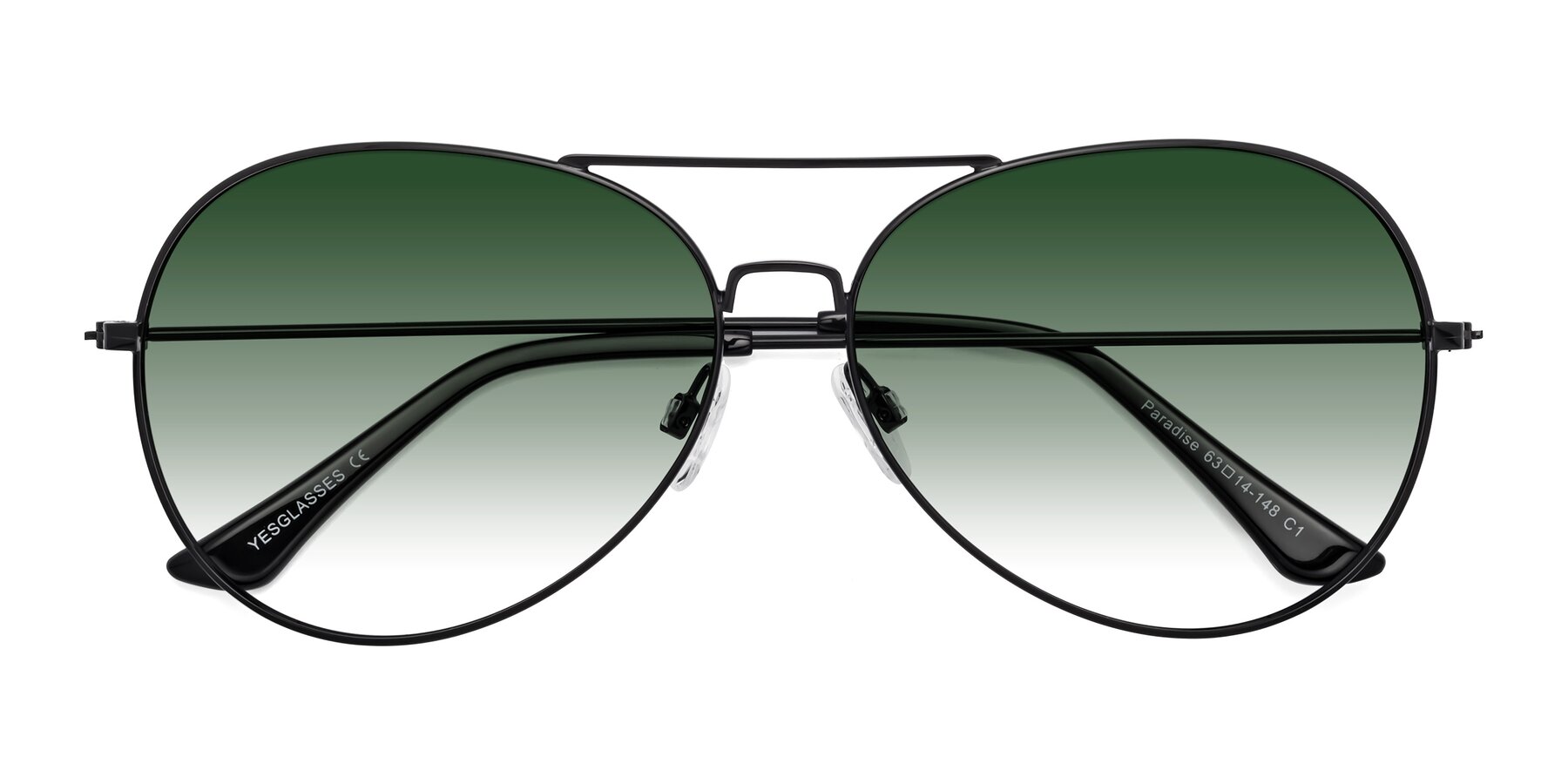 Folded Front of Paradise in Black with Green Gradient Lenses