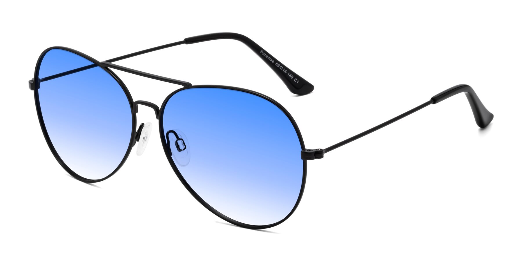 Angle of Paradise in Black with Blue Gradient Lenses