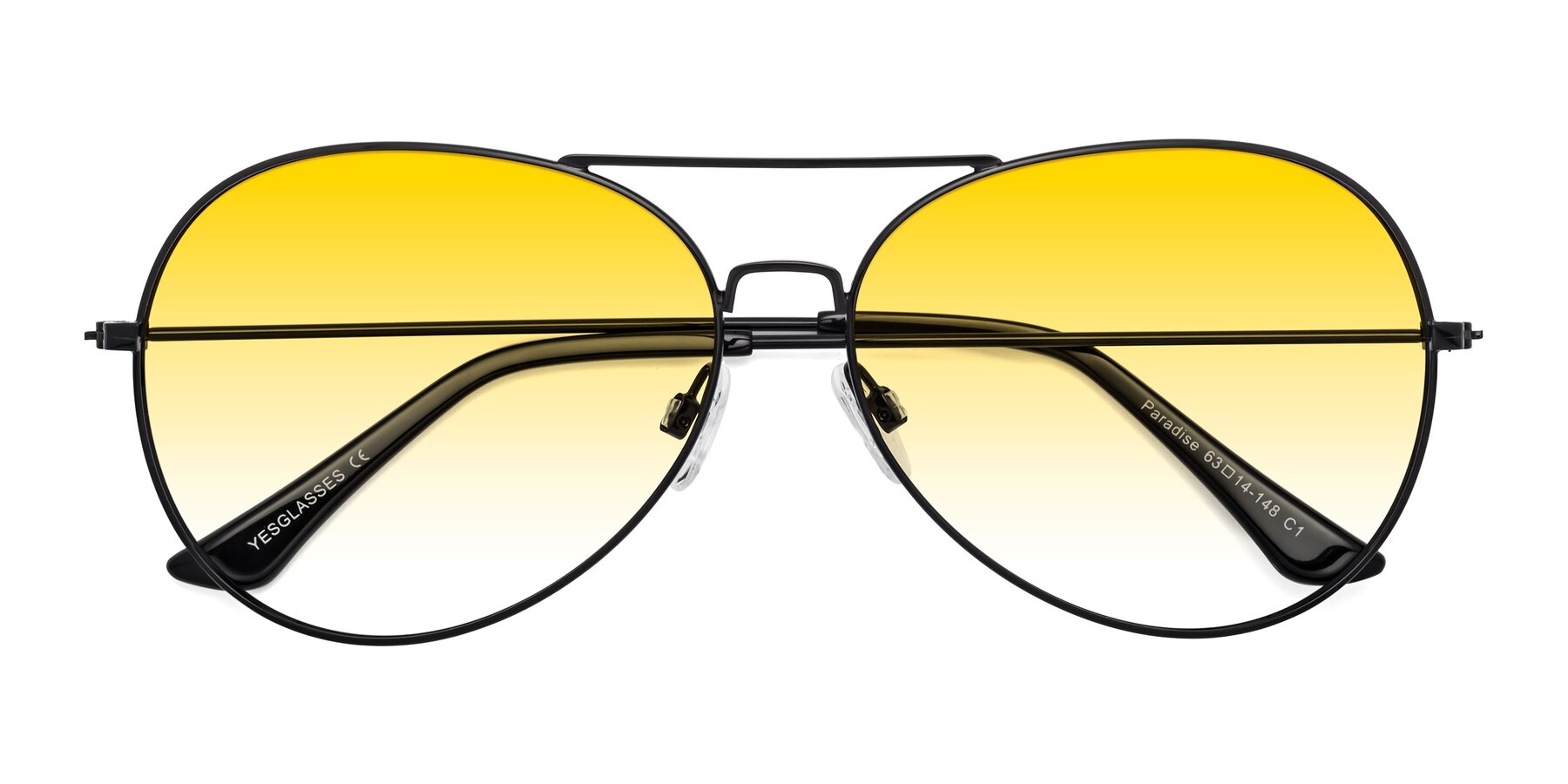 Folded Front of Paradise in Black with Yellow Gradient Lenses