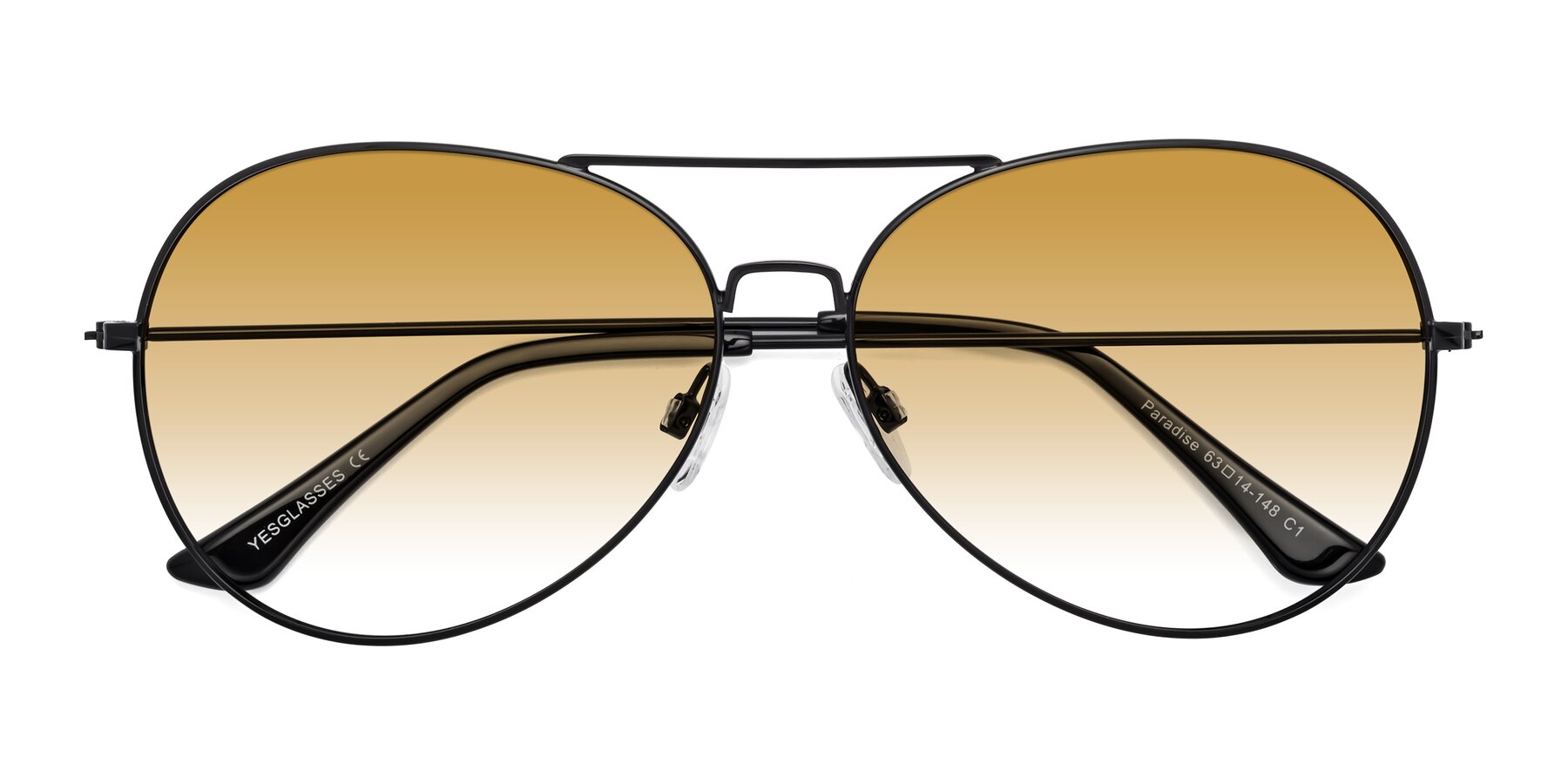 Folded Front of Paradise in Black with Champagne Gradient Lenses