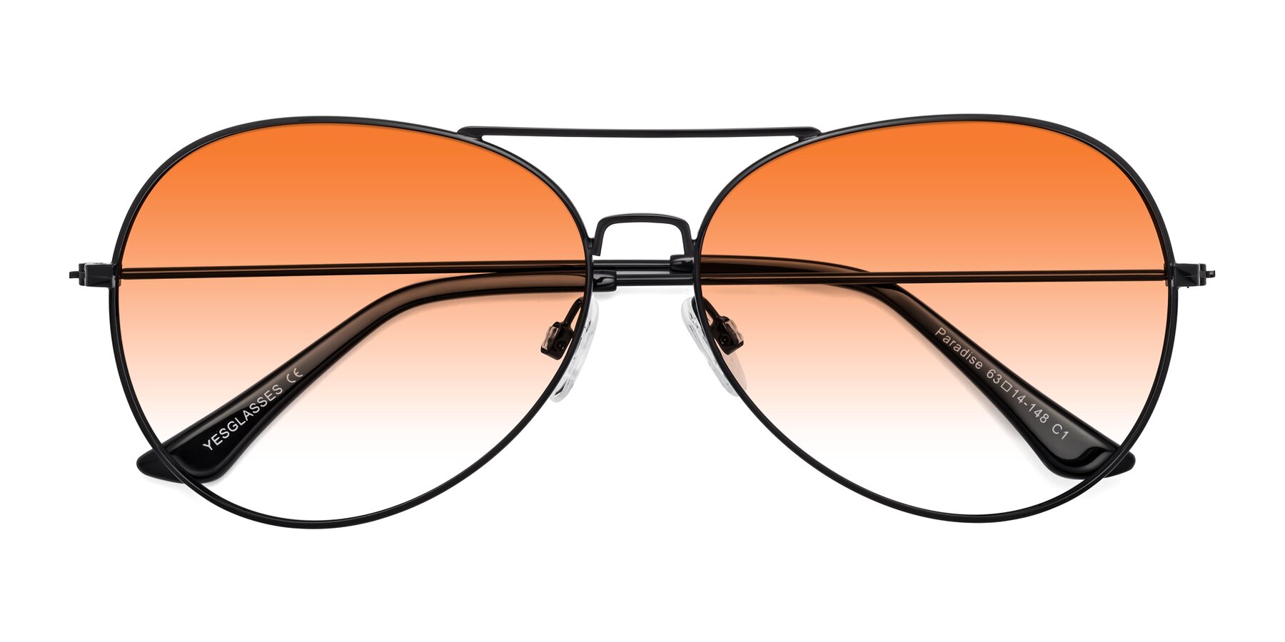 Folded Front of Paradise in Black with Orange Gradient Lenses