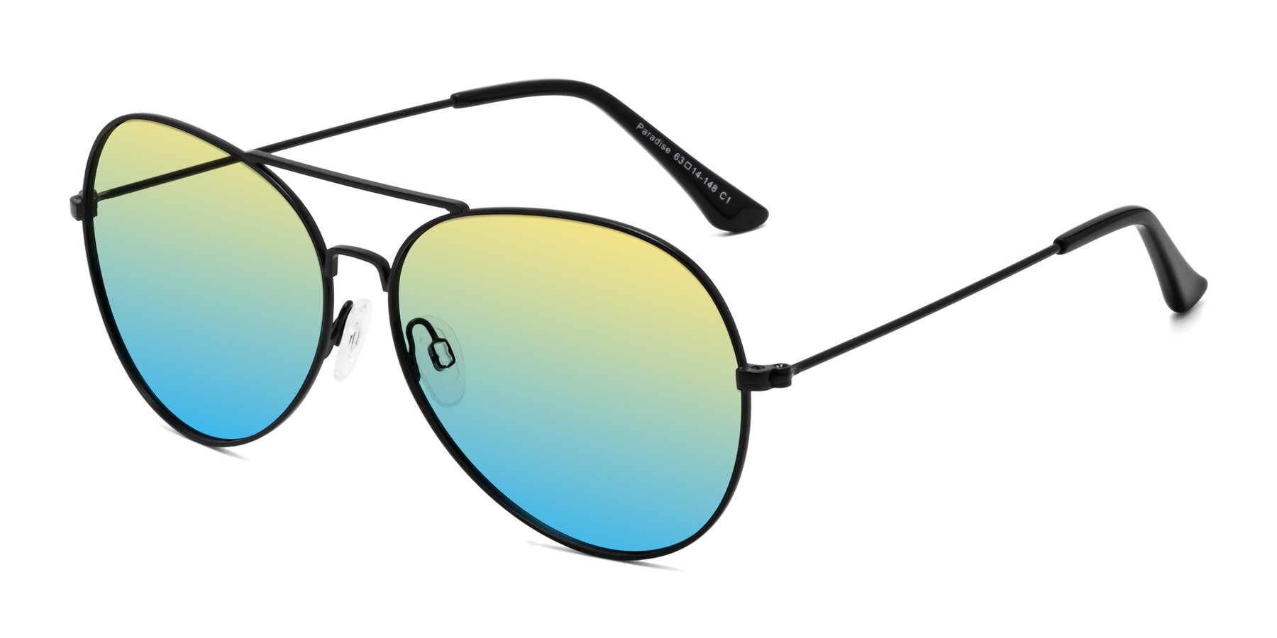 Angle of Paradise in Black with Yellow / Blue Gradient Lenses