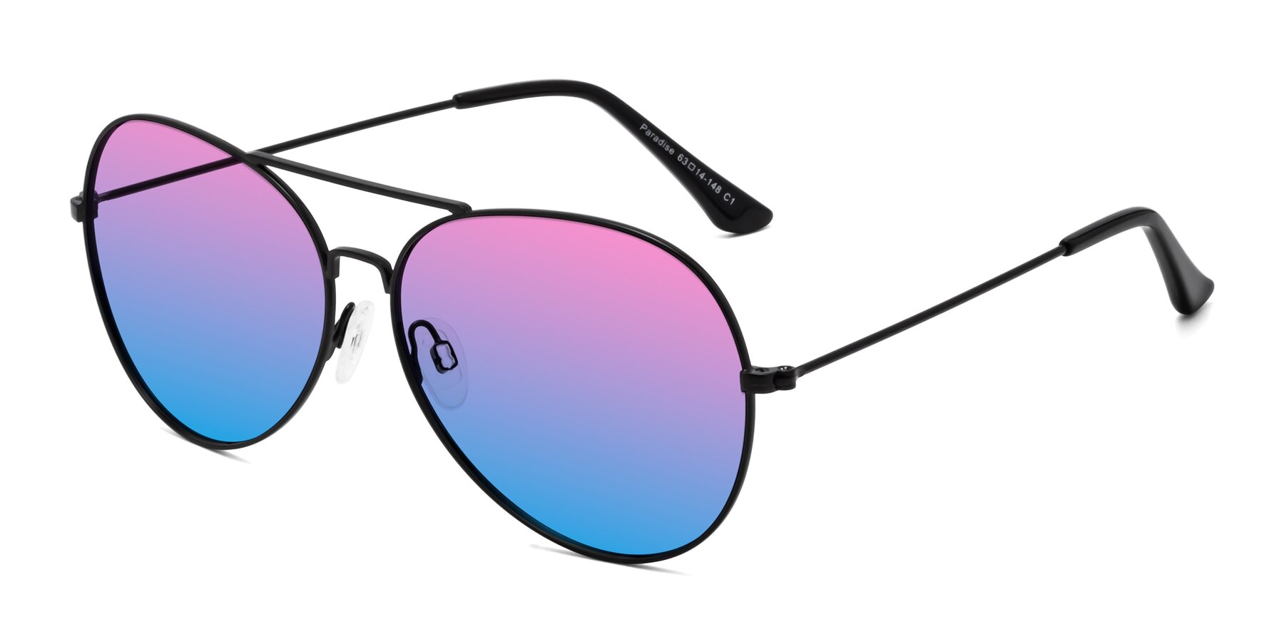 Angle of Paradise in Black with Pink / Blue Gradient Lenses