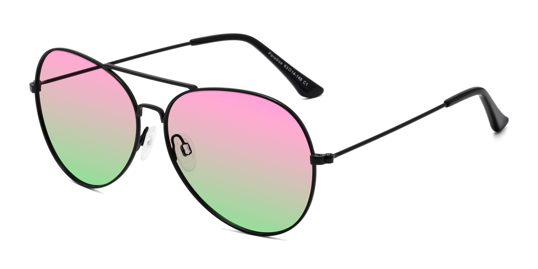 Angle of Paradise in Black with Pink / Green Gradient Lenses