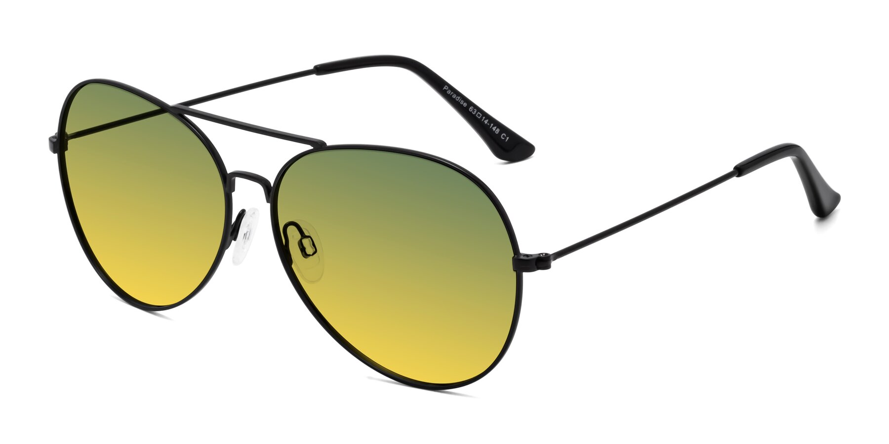Angle of Paradise in Black with Green / Yellow Gradient Lenses