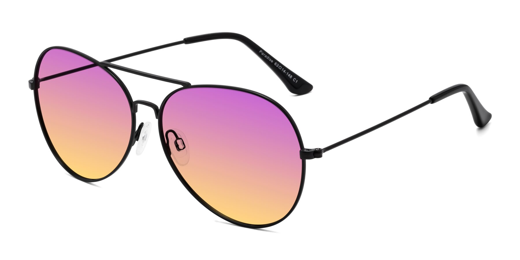 Angle of Paradise in Black with Purple / Yellow Gradient Lenses