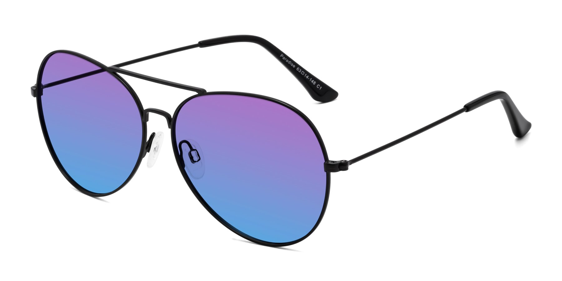 Angle of Paradise in Black with Purple / Blue Gradient Lenses