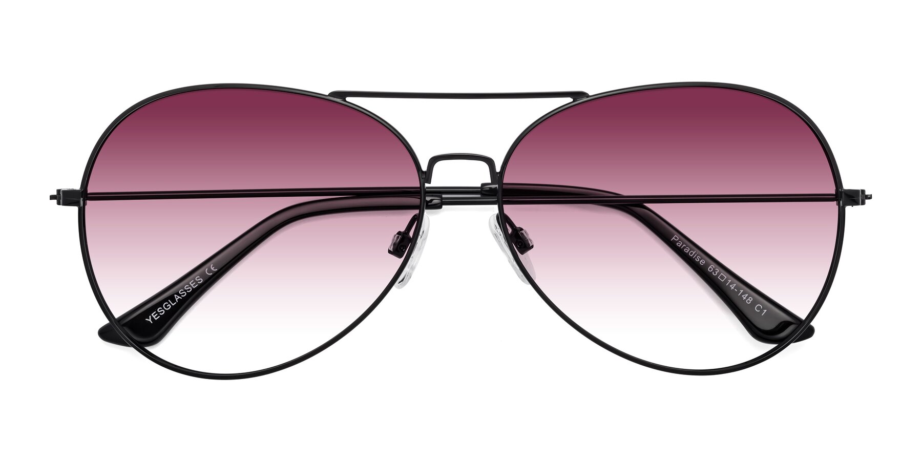 Folded Front of Paradise in Black with Wine Gradient Lenses