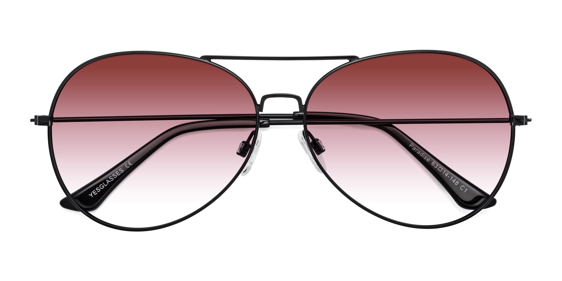 Folded Front of Paradise in Black with Garnet Gradient Lenses