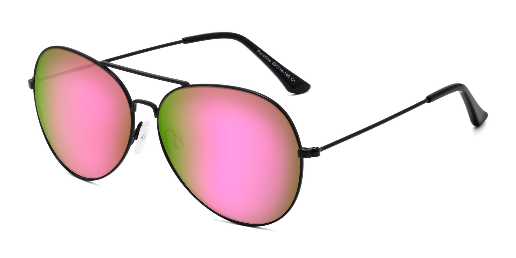 Angle of Paradise in Black with Pink Mirrored Lenses