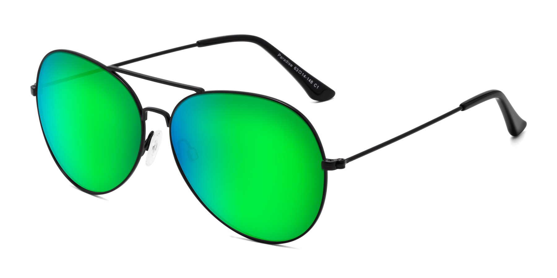 Angle of Paradise in Black with Green Mirrored Lenses