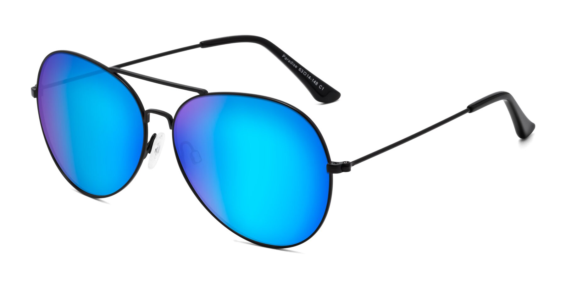 Angle of Paradise in Black with Blue Mirrored Lenses