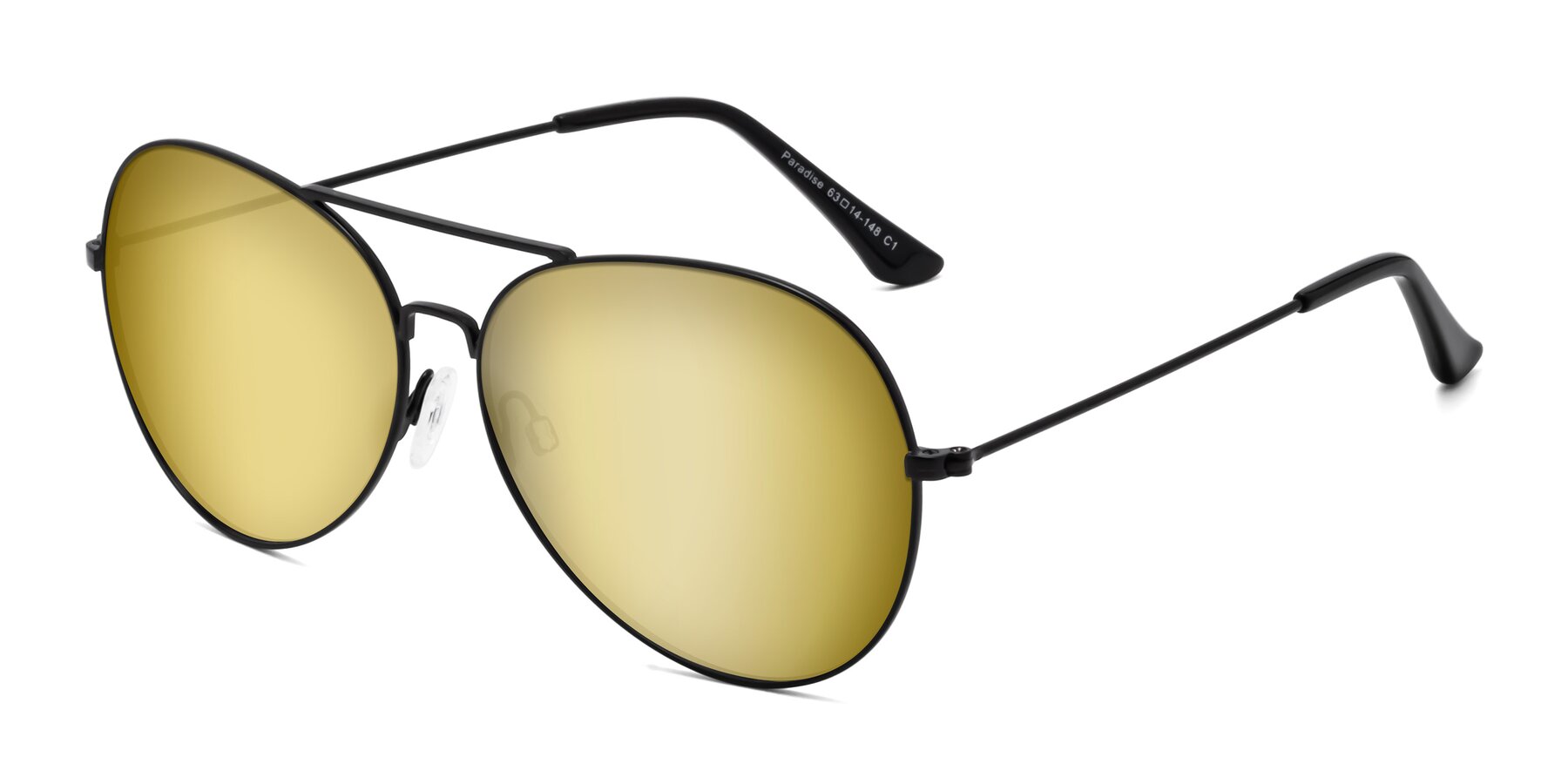 Angle of Paradise in Black with Gold Mirrored Lenses