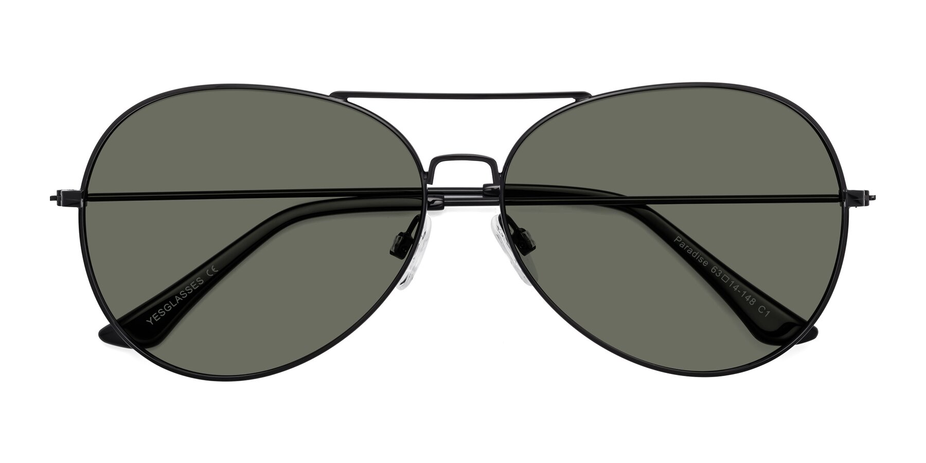 Folded Front of Paradise in Black with Gray Polarized Lenses