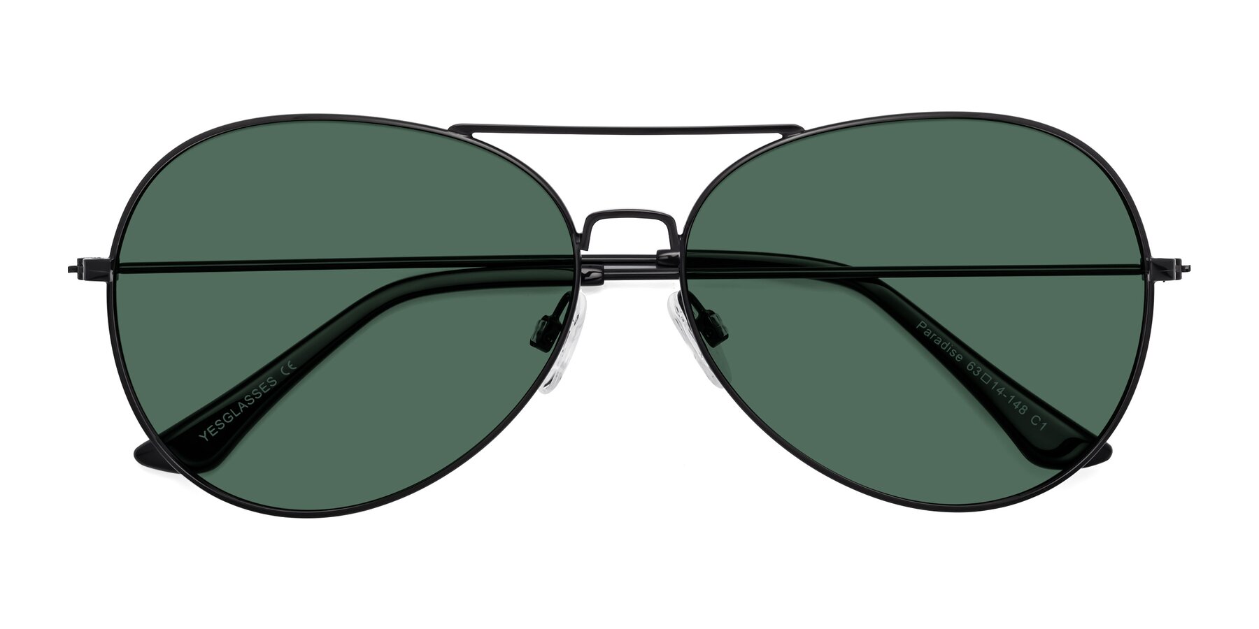 Folded Front of Paradise in Black with Green Polarized Lenses