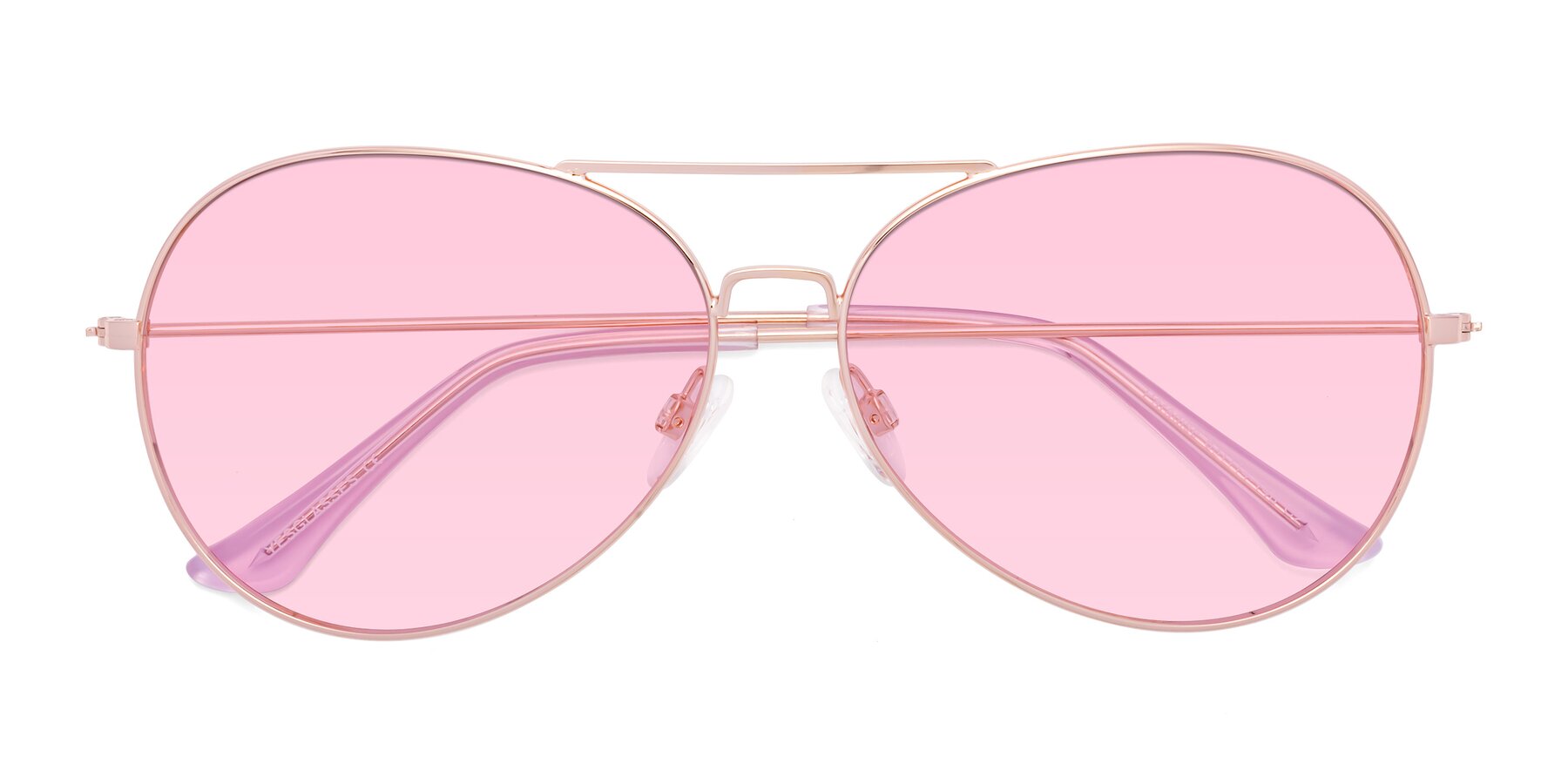 Folded Front of Paradise in Rose Gold with Light Pink Tinted Lenses