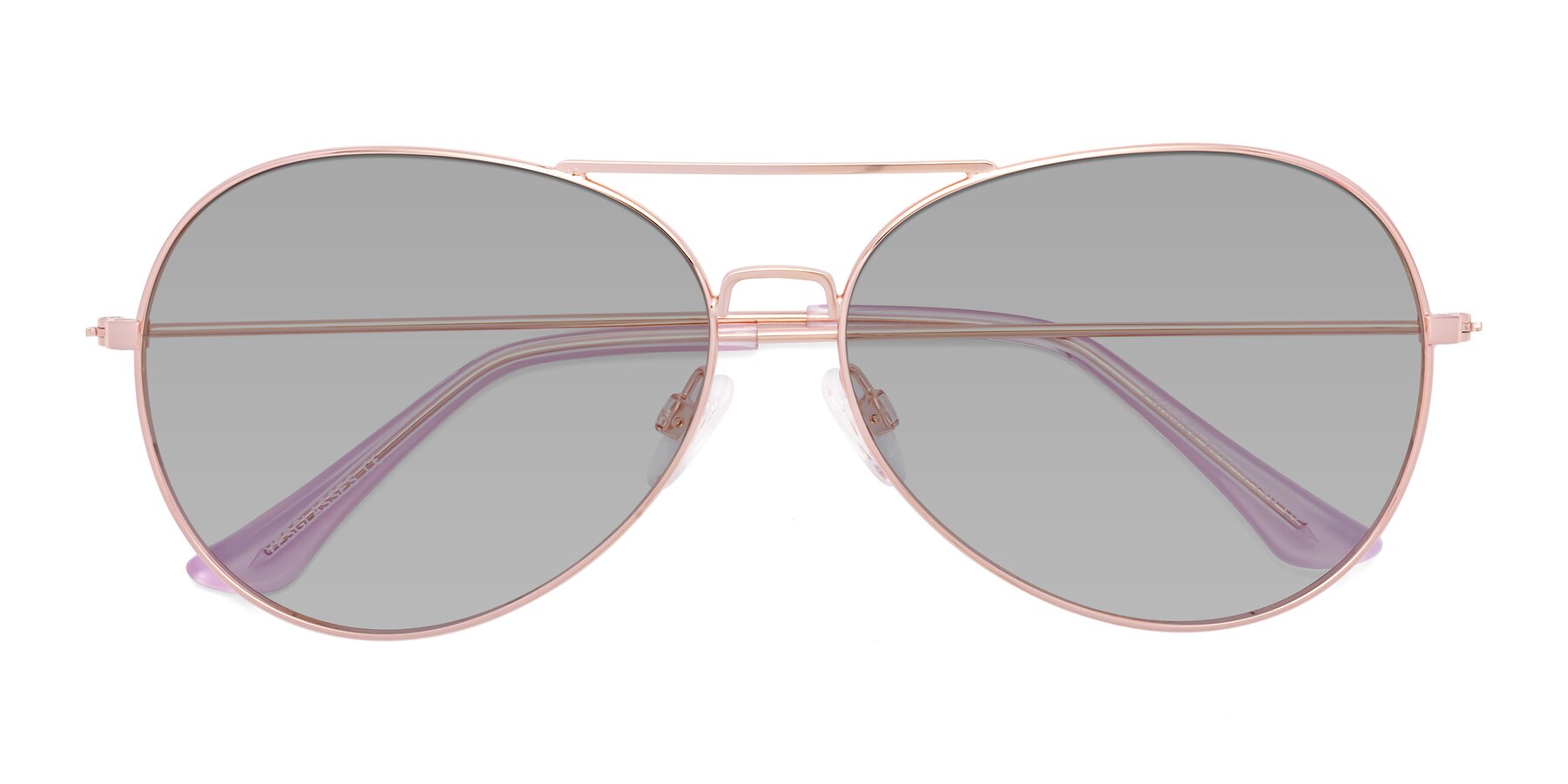 Folded Front of Paradise in Rose Gold with Light Gray Tinted Lenses