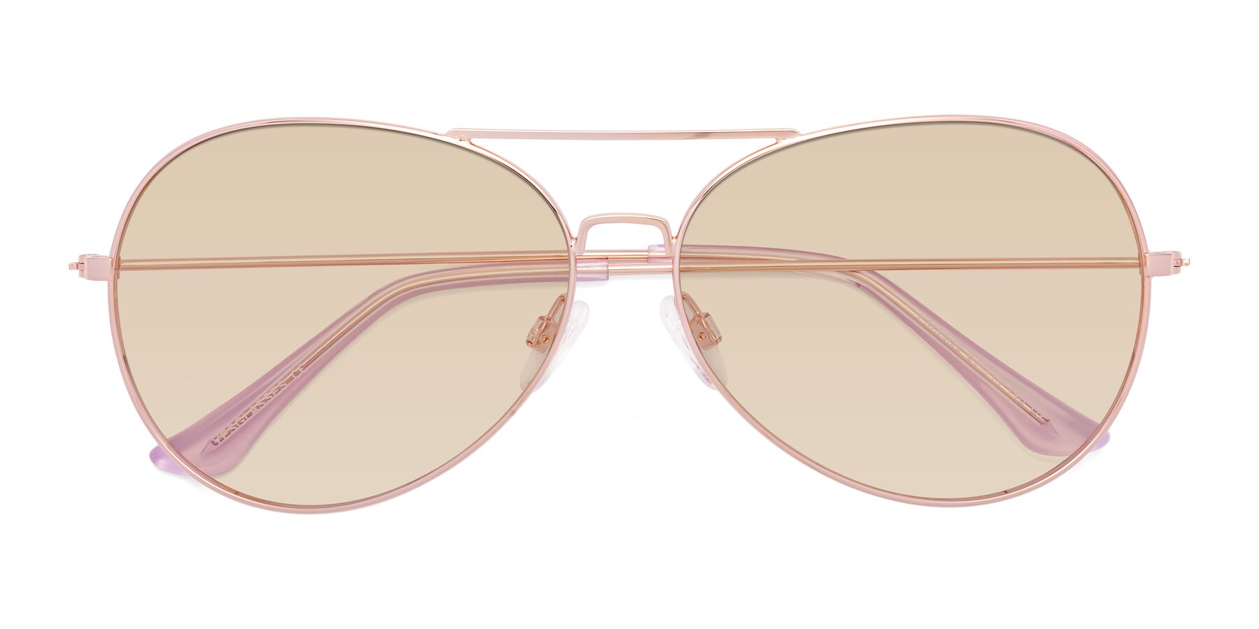 Folded Front of Paradise in Rose Gold with Light Brown Tinted Lenses