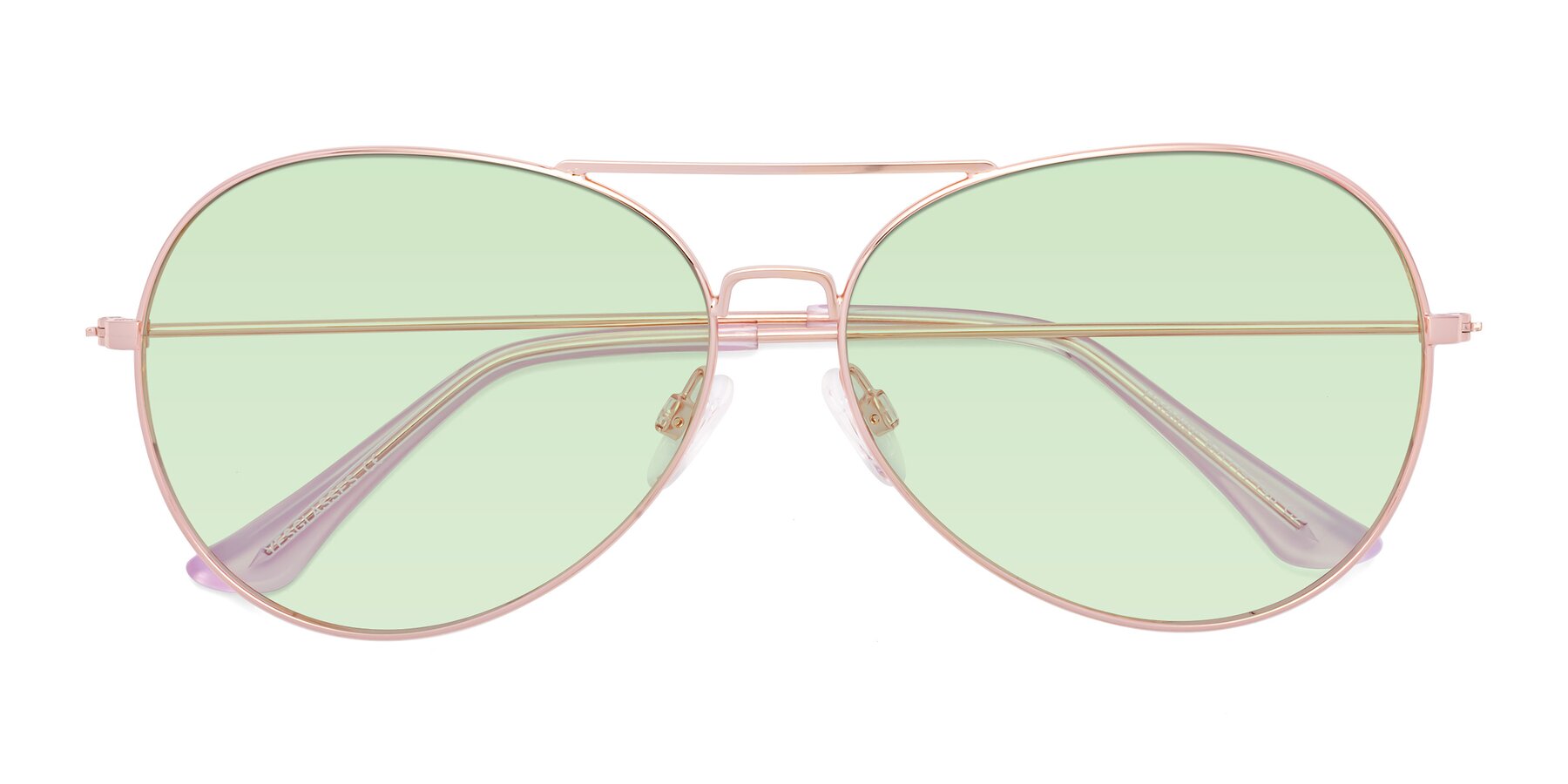 Folded Front of Paradise in Rose Gold with Light Green Tinted Lenses