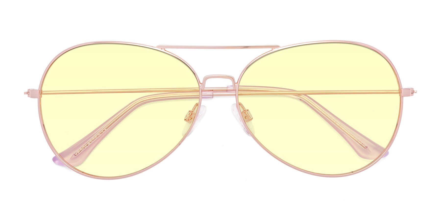 Folded Front of Paradise in Rose Gold with Light Yellow Tinted Lenses