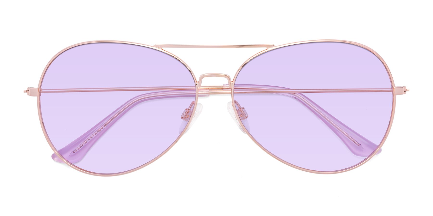 Folded Front of Paradise in Rose Gold with Light Purple Tinted Lenses