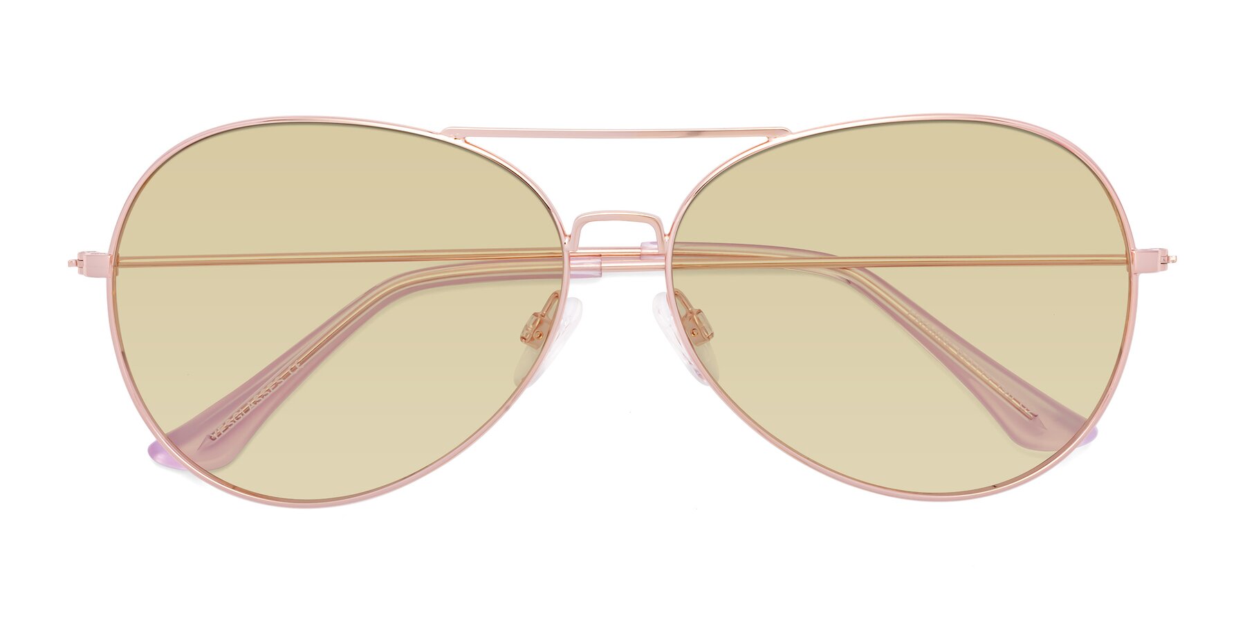 Folded Front of Paradise in Rose Gold with Light Champagne Tinted Lenses