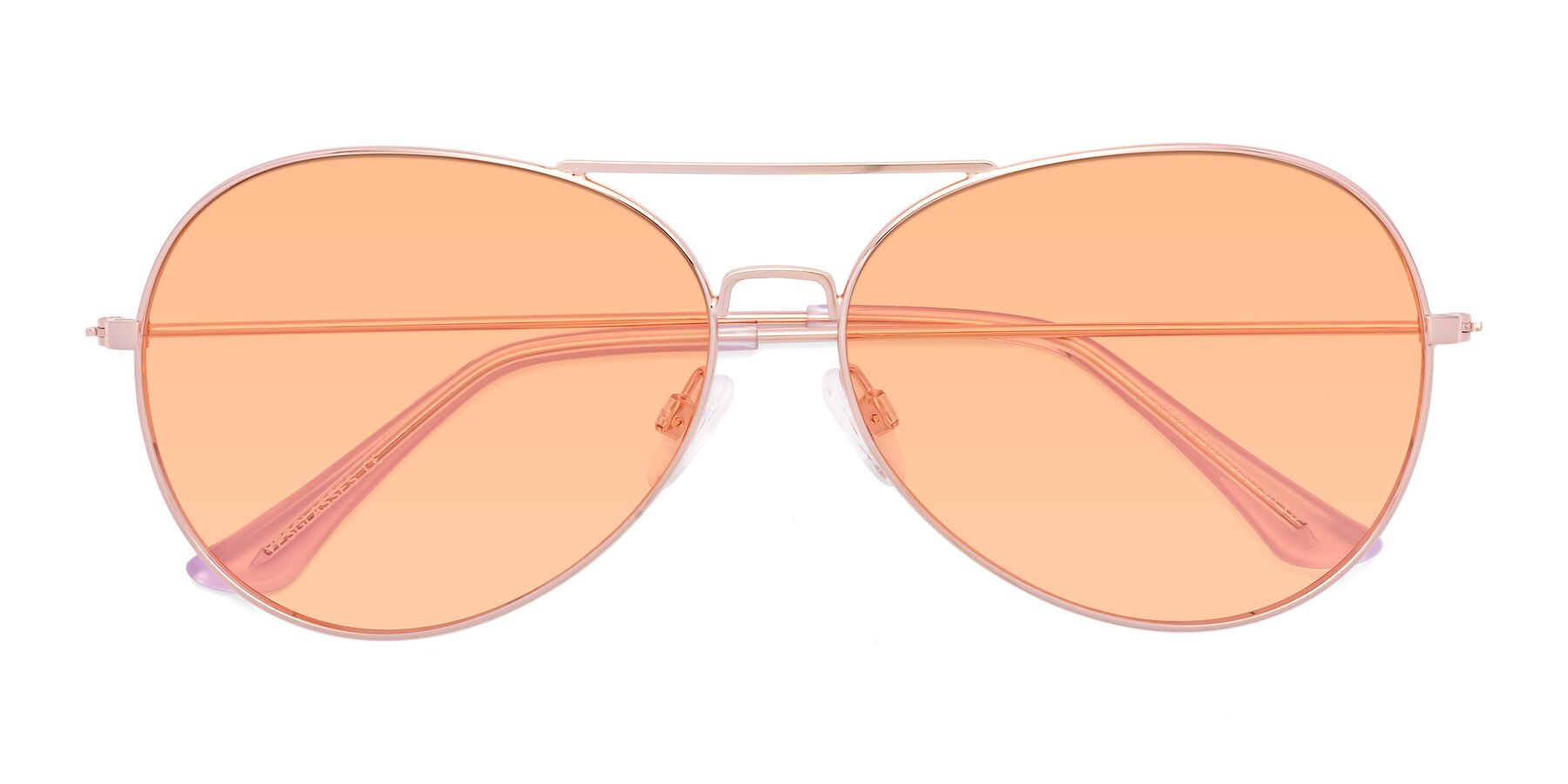 Folded Front of Paradise in Rose Gold with Light Orange Tinted Lenses