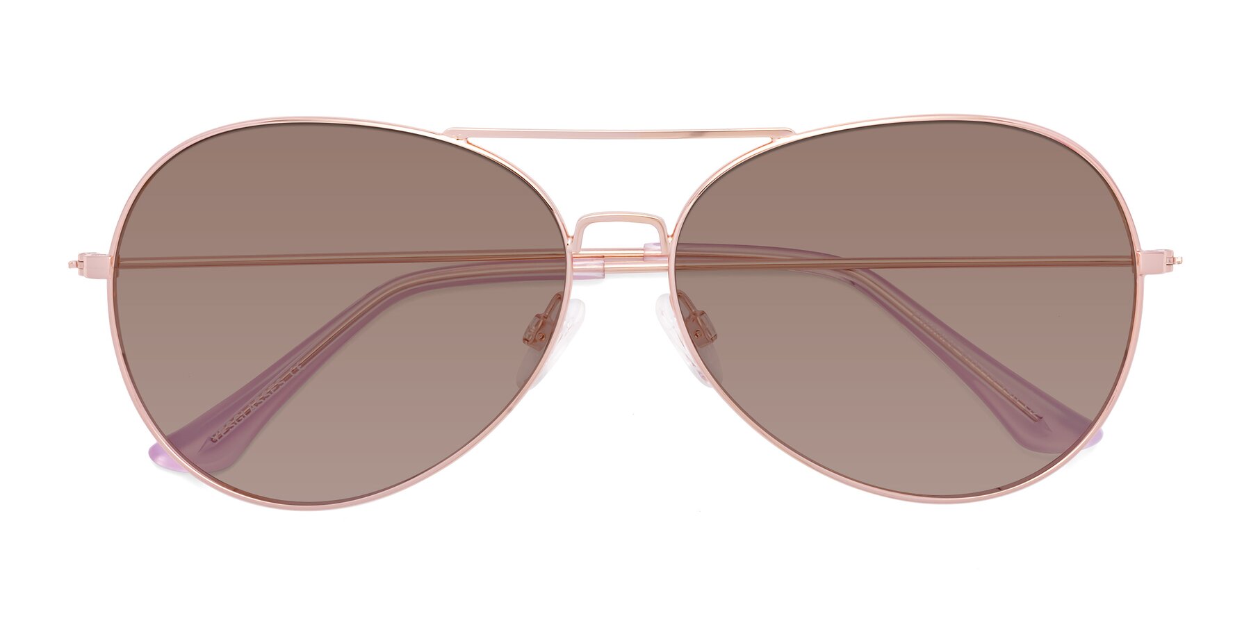 Folded Front of Paradise in Rose Gold with Medium Brown Tinted Lenses