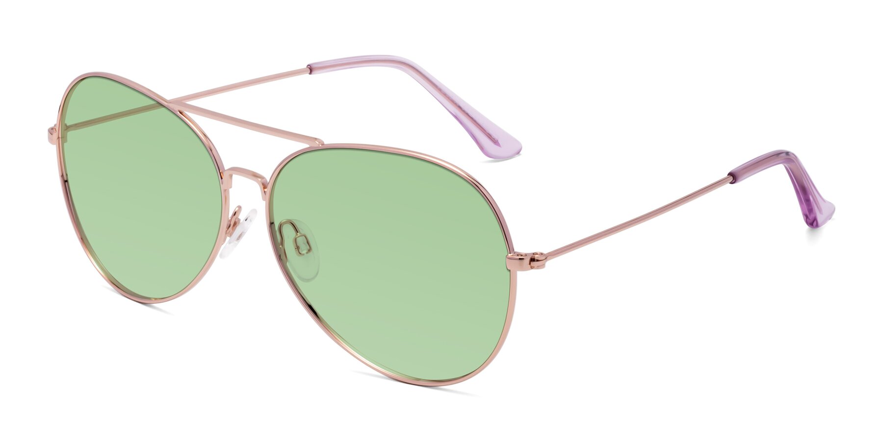 Angle of Paradise in Rose Gold with Medium Green Tinted Lenses