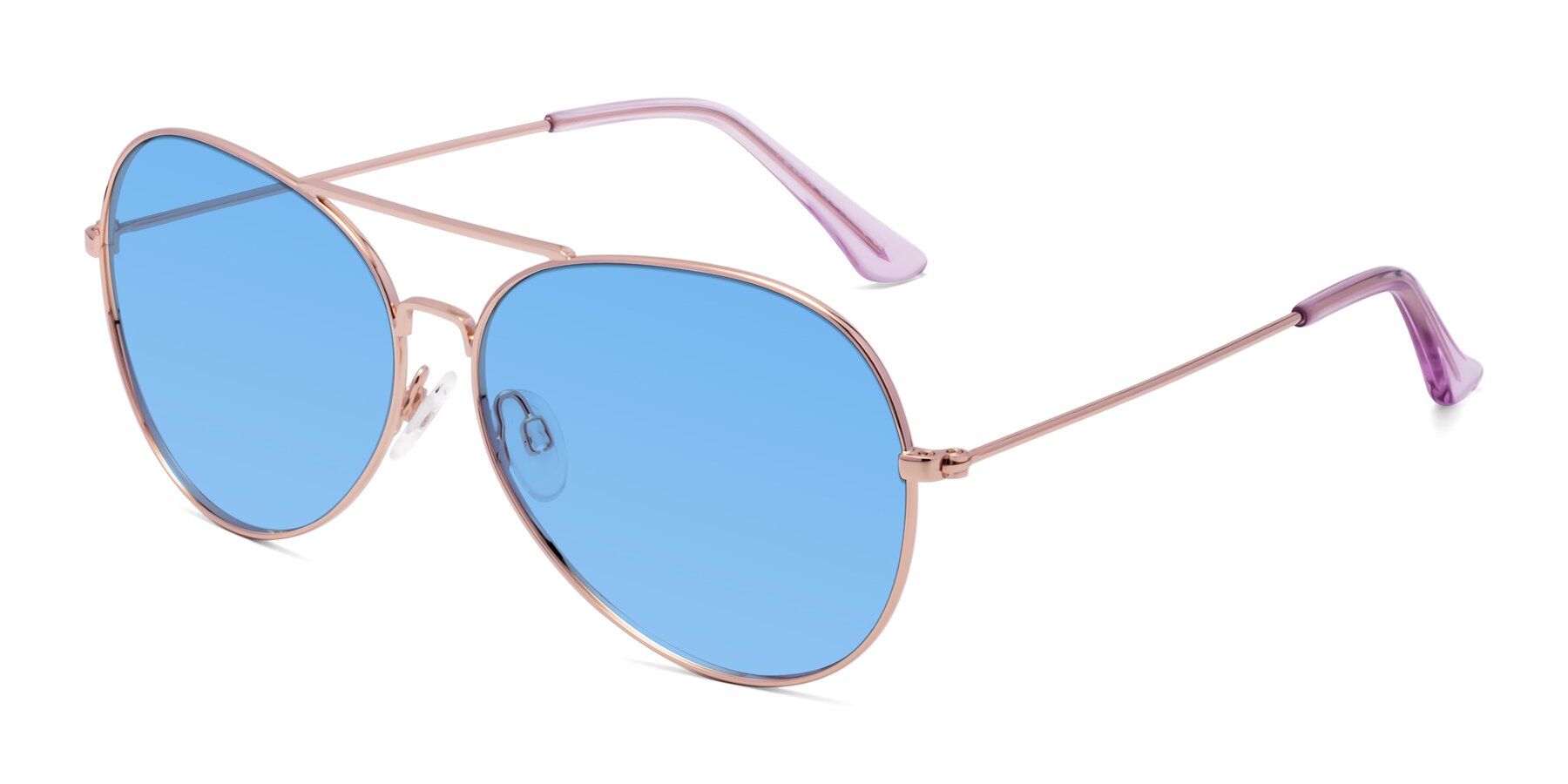 Angle of Paradise in Rose Gold with Medium Blue Tinted Lenses