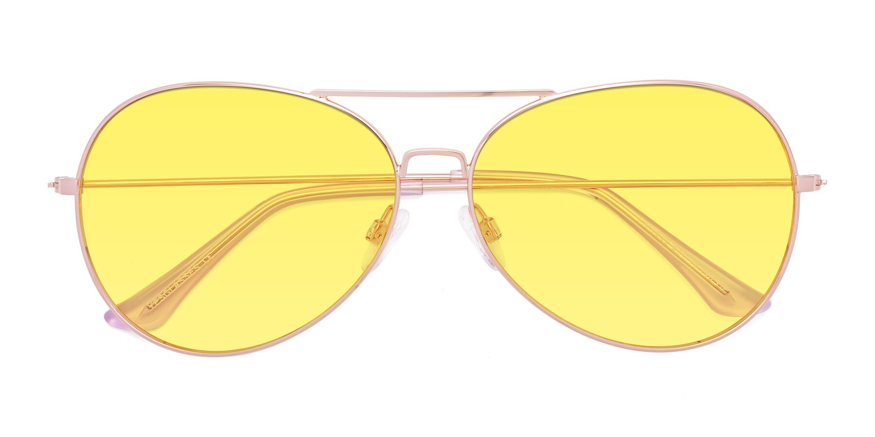 Folded Front of Paradise in Rose Gold with Medium Yellow Tinted Lenses