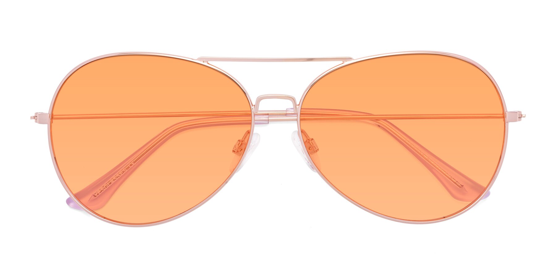 Folded Front of Paradise in Rose Gold with Medium Orange Tinted Lenses