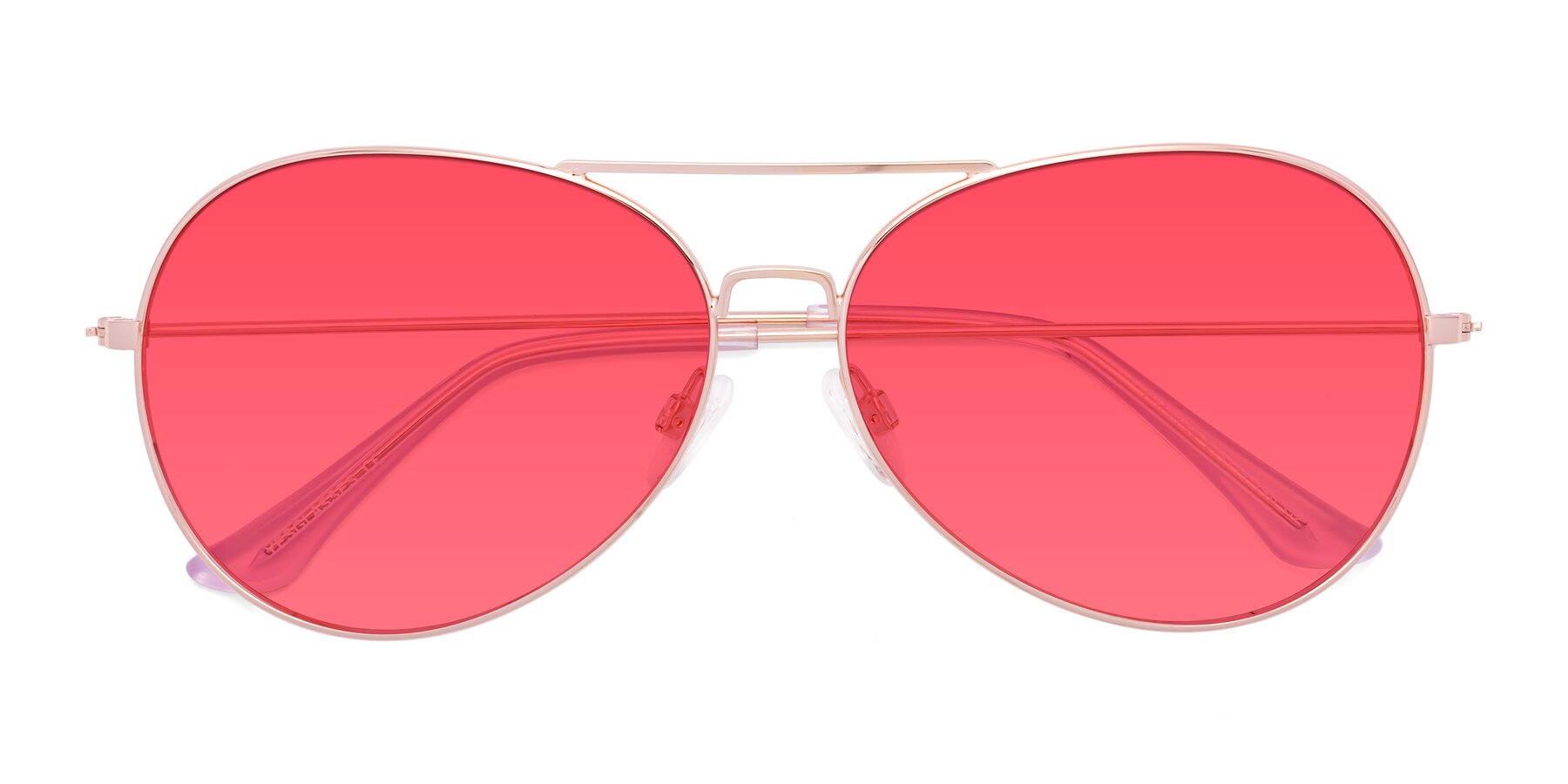 Folded Front of Paradise in Rose Gold with Red Tinted Lenses