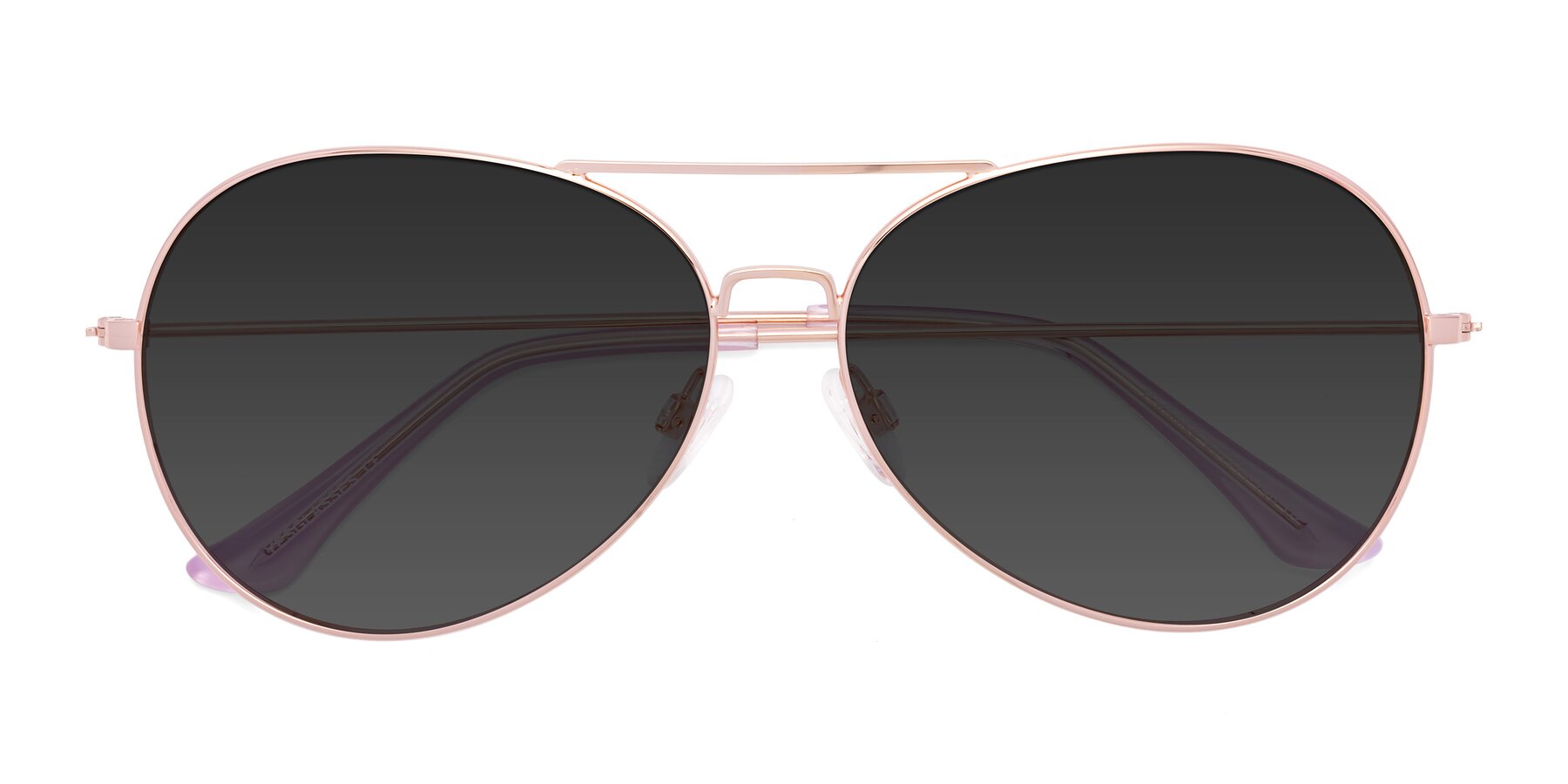 Folded Front of Paradise in Rose Gold with Gray Tinted Lenses