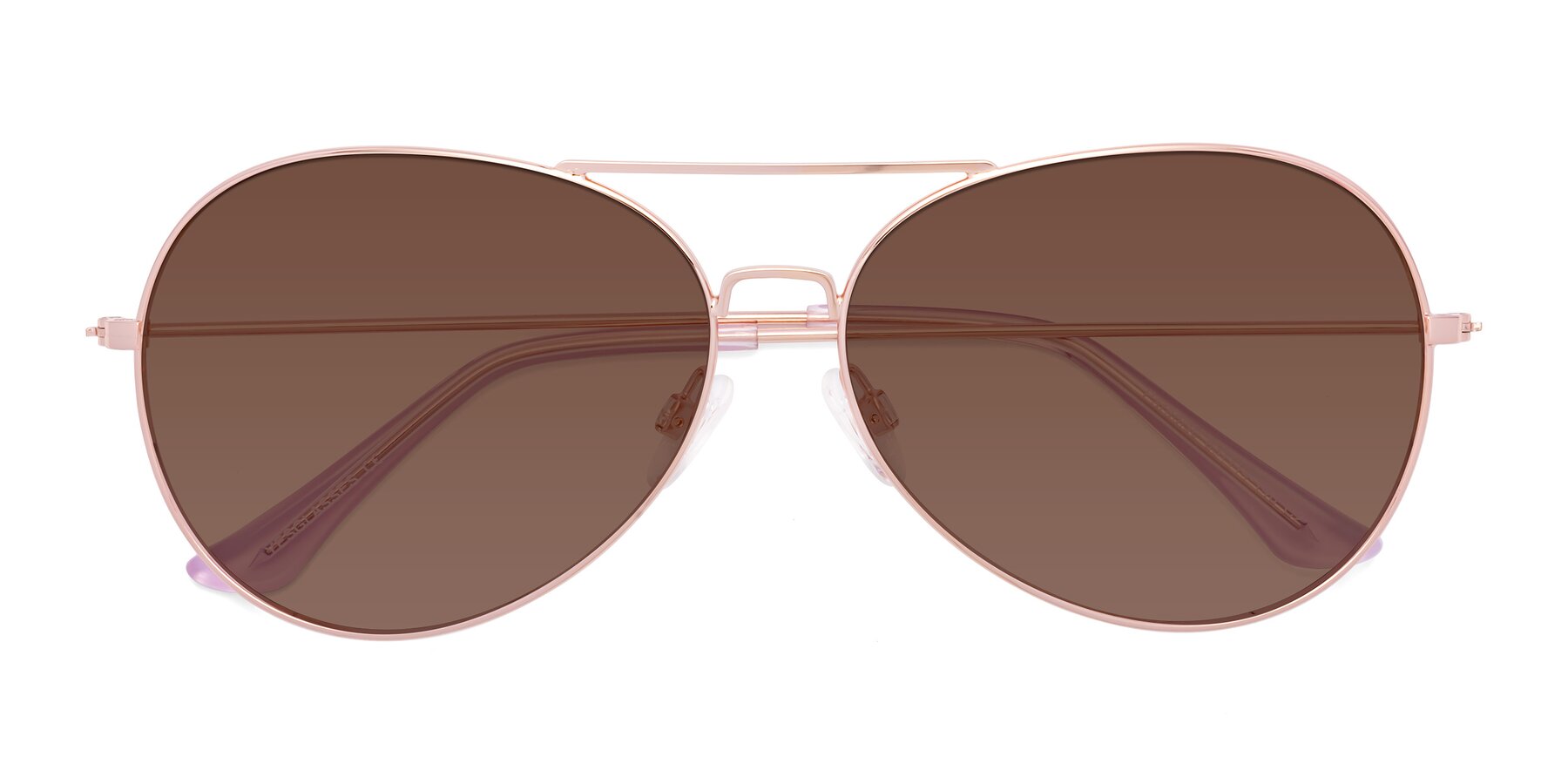 Folded Front of Paradise in Rose Gold with Brown Tinted Lenses
