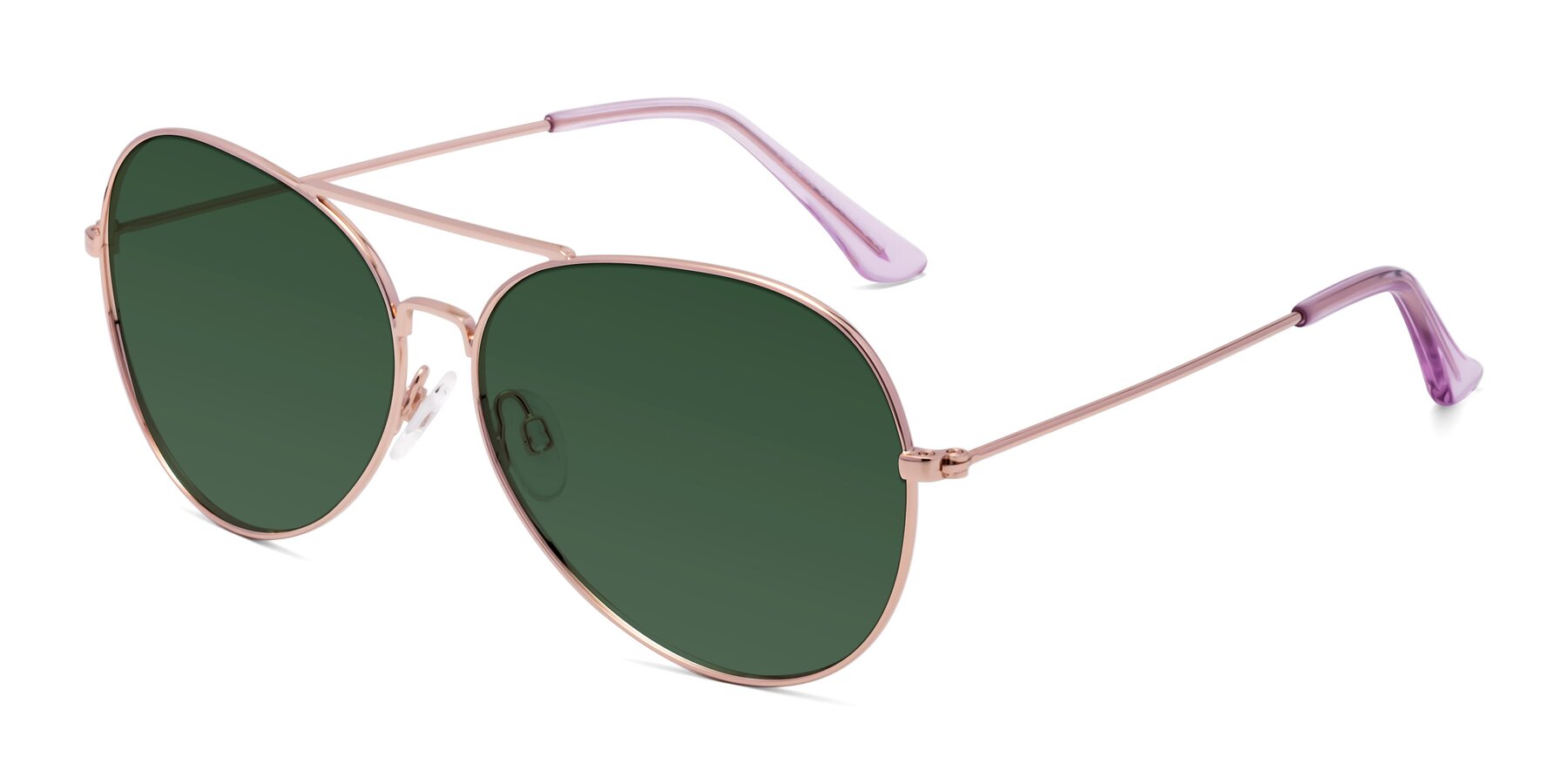 Angle of Paradise in Rose Gold with Green Tinted Lenses