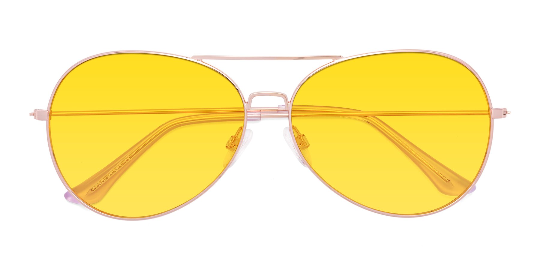 Folded Front of Paradise in Rose Gold with Yellow Tinted Lenses