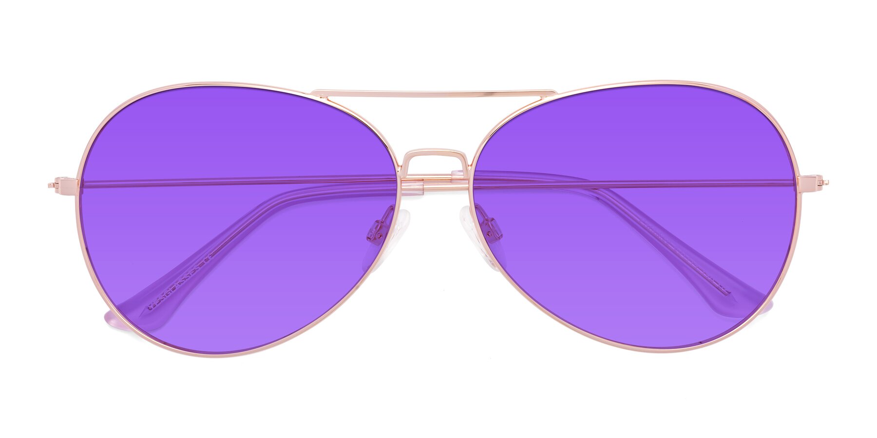 Folded Front of Paradise in Rose Gold with Purple Tinted Lenses