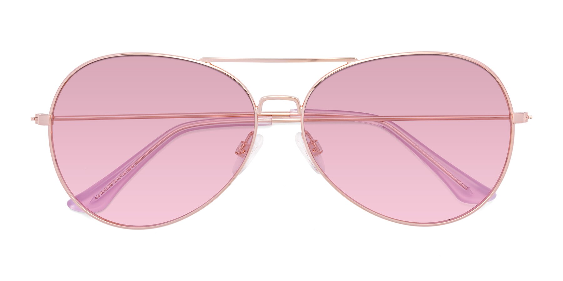 Folded Front of Paradise in Rose Gold with Light Wine Tinted Lenses