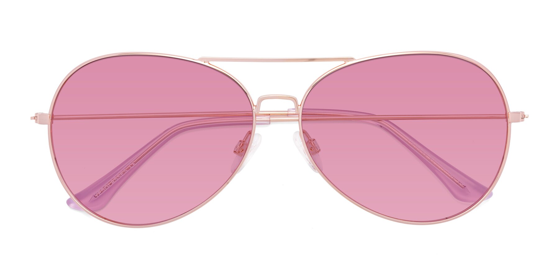 Folded Front of Paradise in Rose Gold with Medium Wine Tinted Lenses