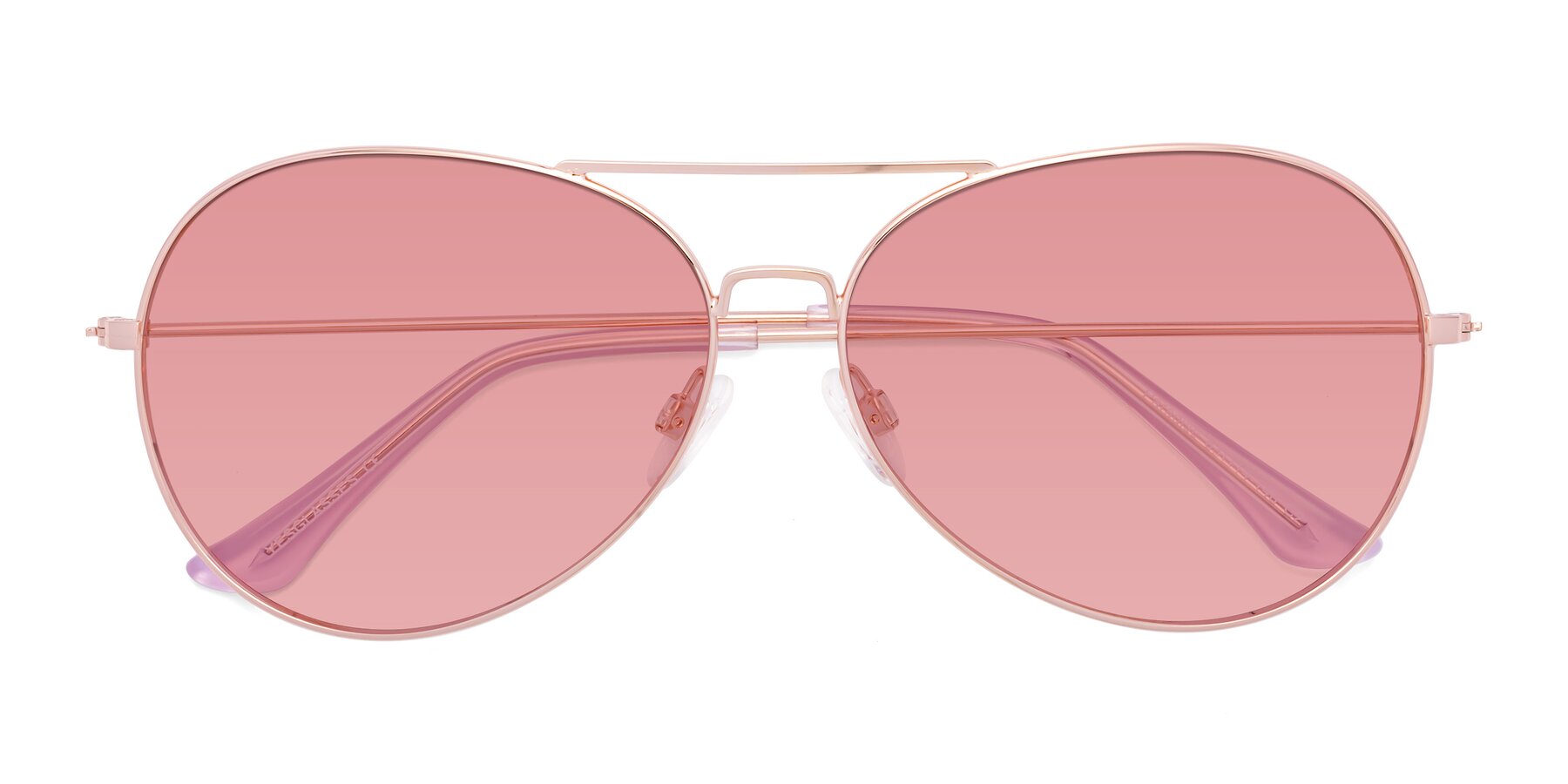 Folded Front of Paradise in Rose Gold with Medium Garnet Tinted Lenses