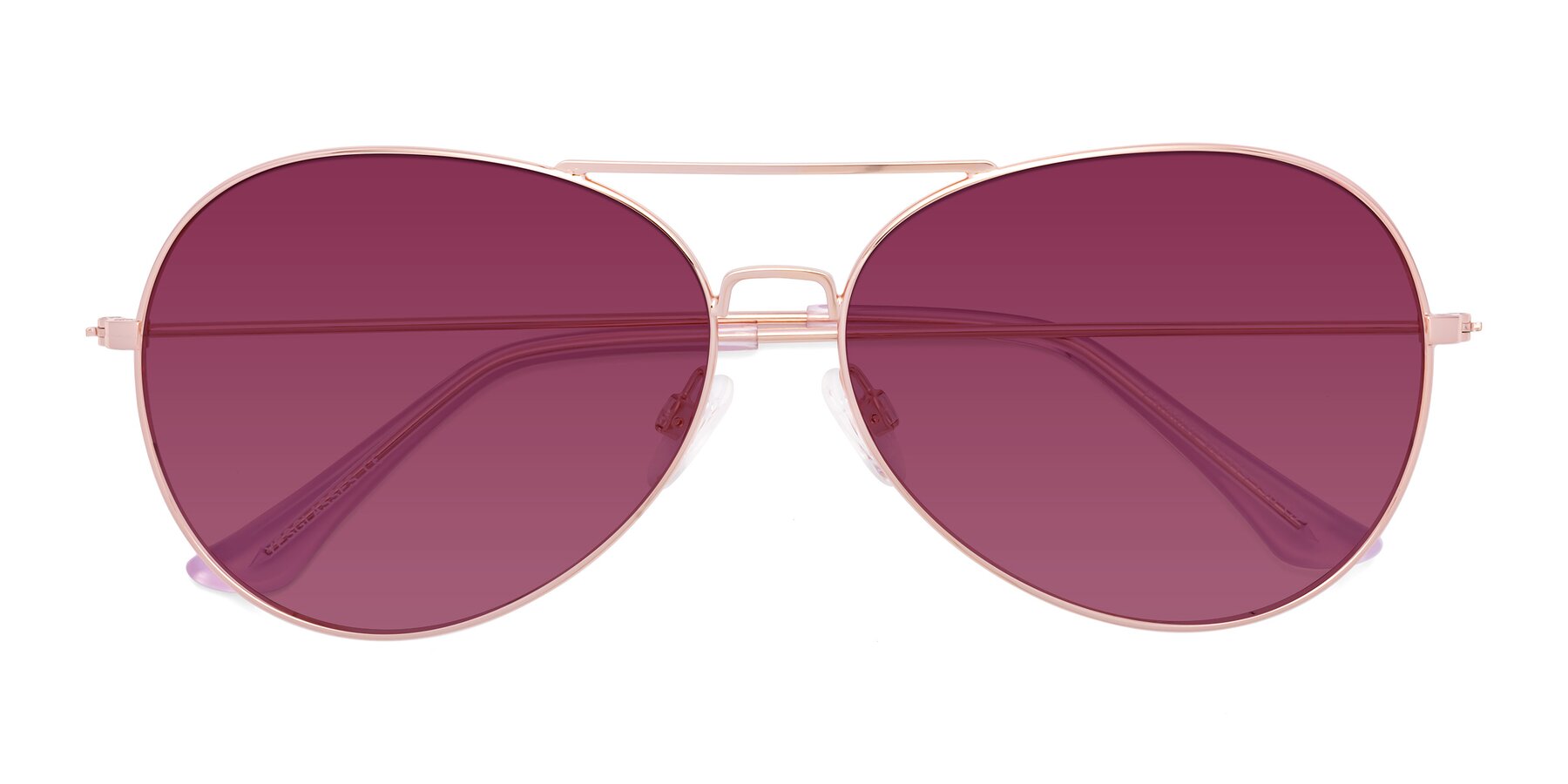 Folded Front of Paradise in Rose Gold with Wine Tinted Lenses