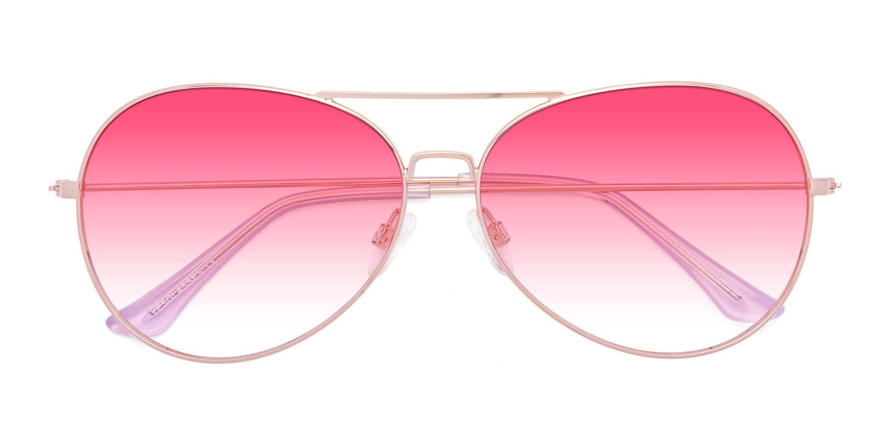 Folded Front of Paradise in Rose Gold with Pink Gradient Lenses