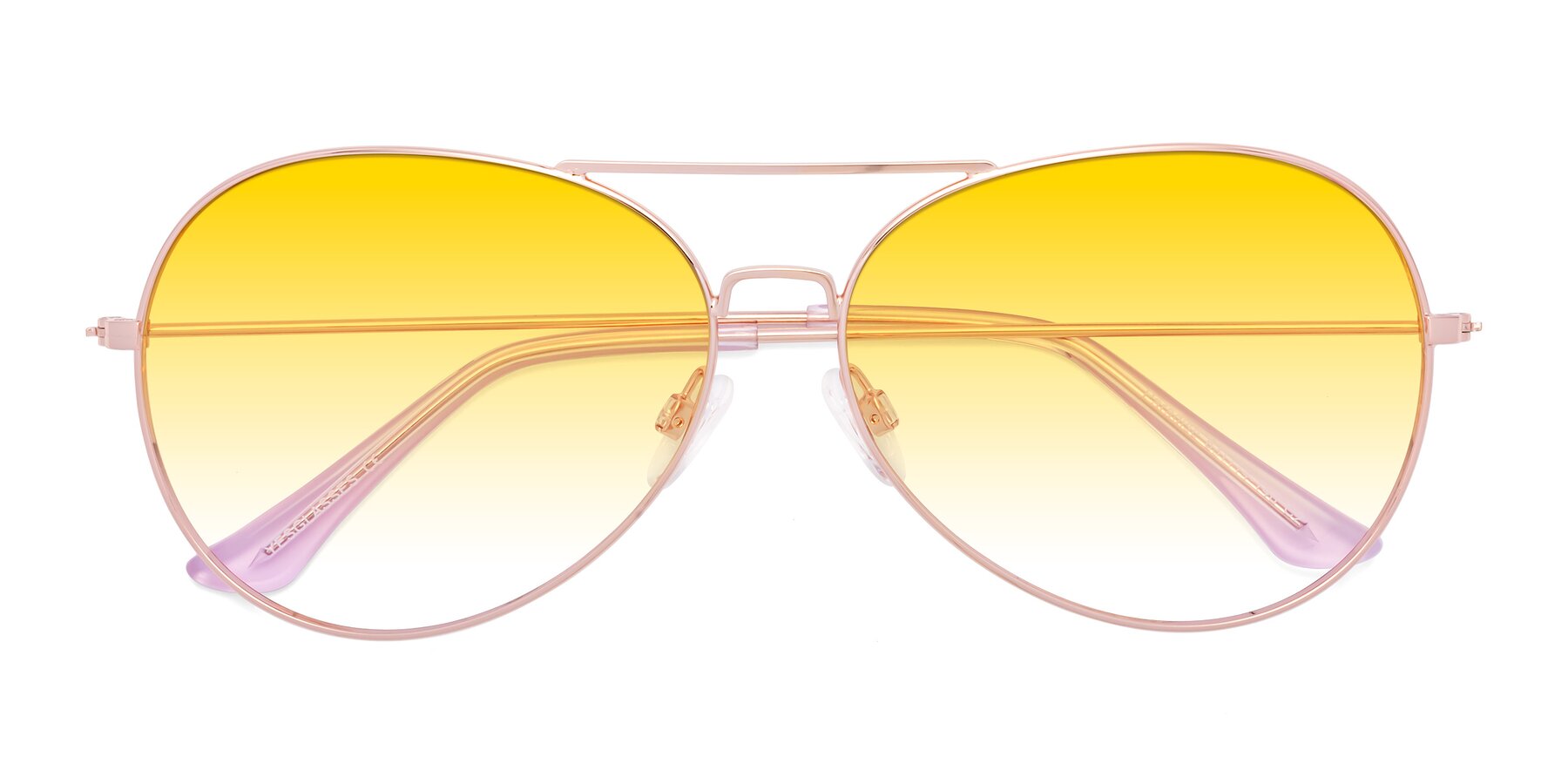 Folded Front of Paradise in Rose Gold with Yellow Gradient Lenses