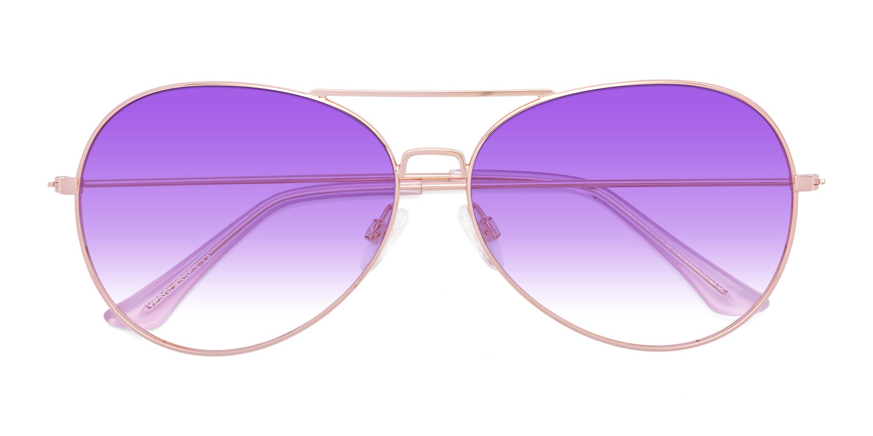 Folded Front of Paradise in Rose Gold with Purple Gradient Lenses
